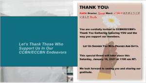 <p style="font-size: 15px">THANK YOU: Thank You to the families of our CCBN/ECCBN members who share us with those in need and willingly risk their health so our nurses and and healthcare workers can serve the health needs of the community. 2021
